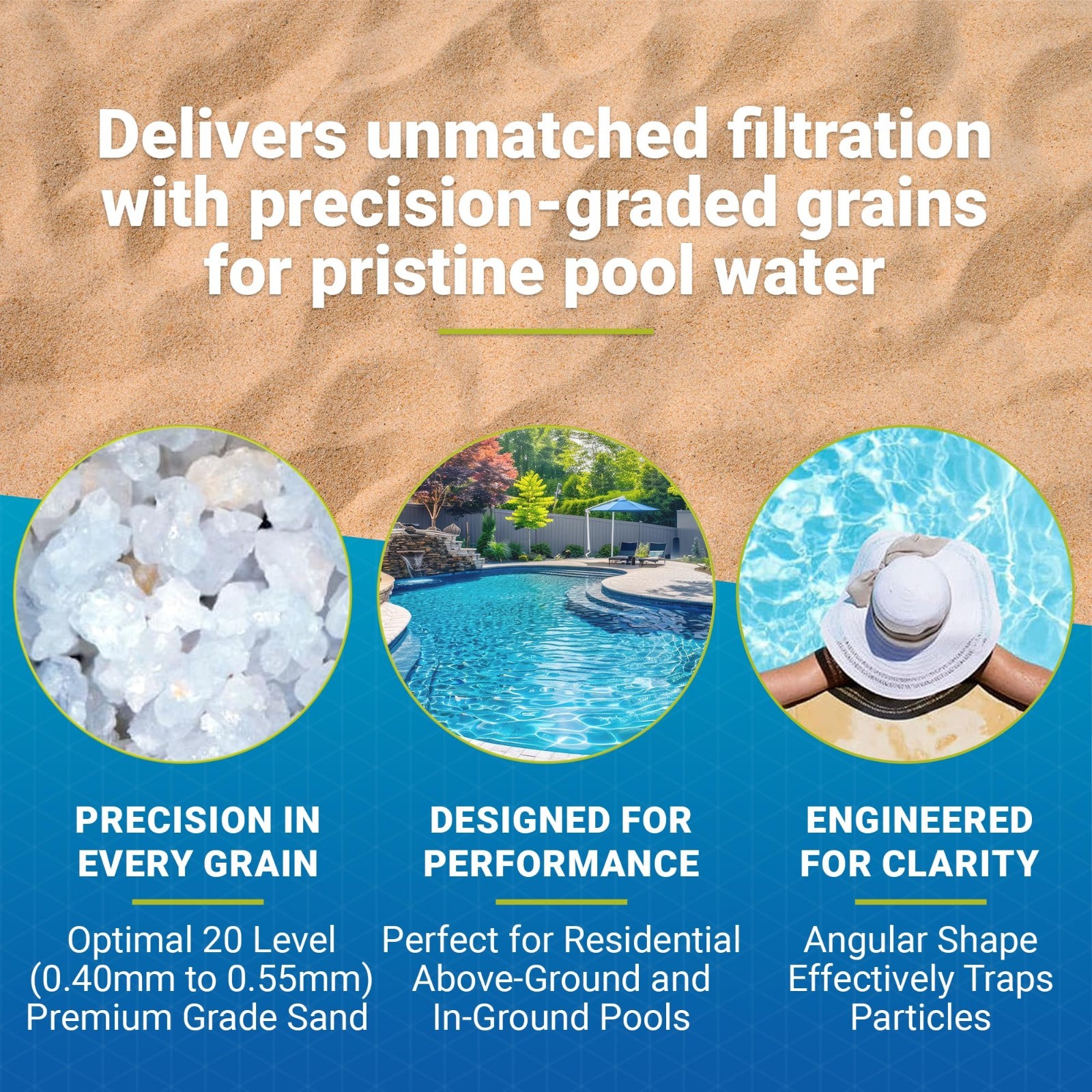 20-Grade Silica Quartz Filter Sand for Pool Pump System, 50 lb - Crystal Clear W gallery