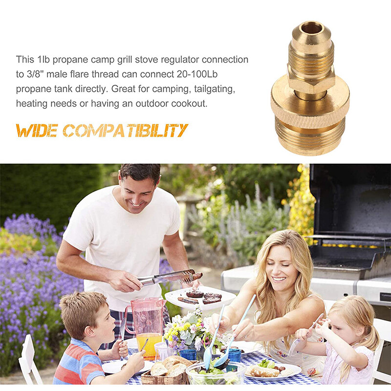 1LB Propane Tank Cansiter Regulator Adapter Connect to 3/8"Male Flare 5/8"-18UNF gallery