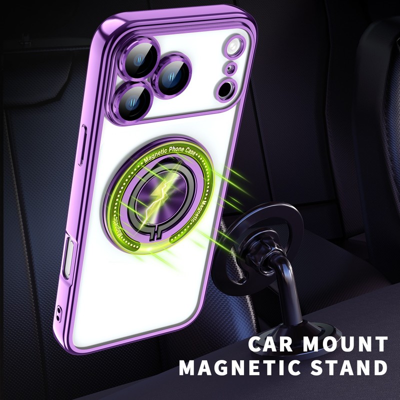 Magnetic TPU Case with Grip Ring Stand Cover for iPhone 11 14 15 16e 17 Pro Max gallery
