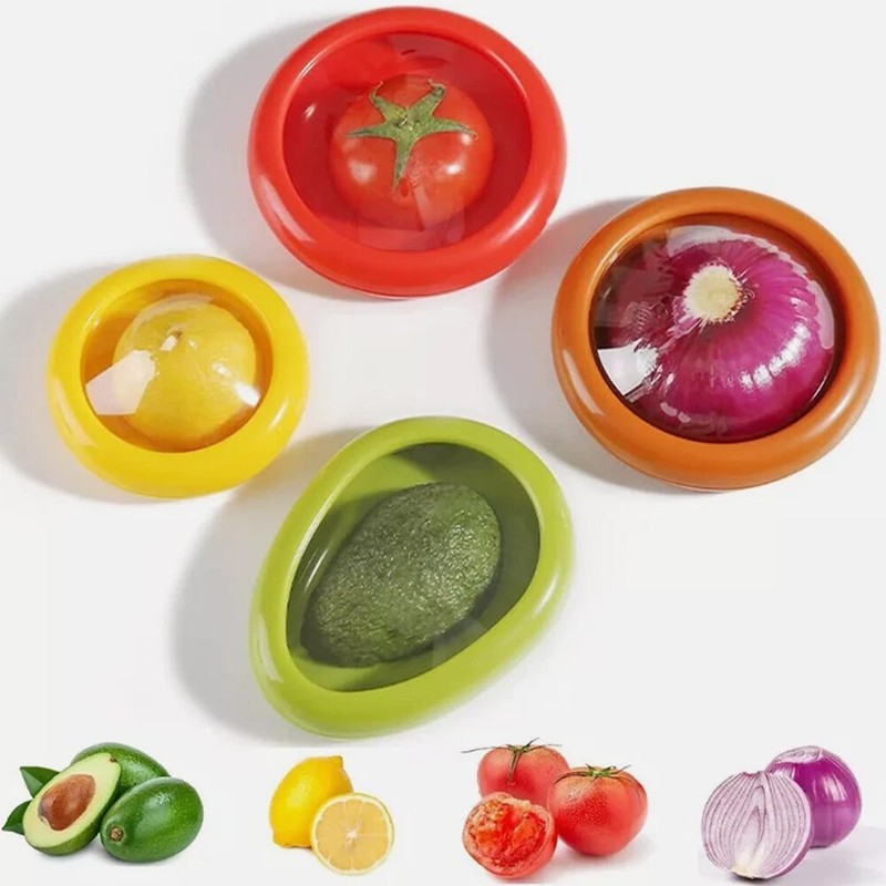 4PCS Plastic Fridge Fresh-Keeper Container for Avocado Onion & Half-Cut Fruit gallery