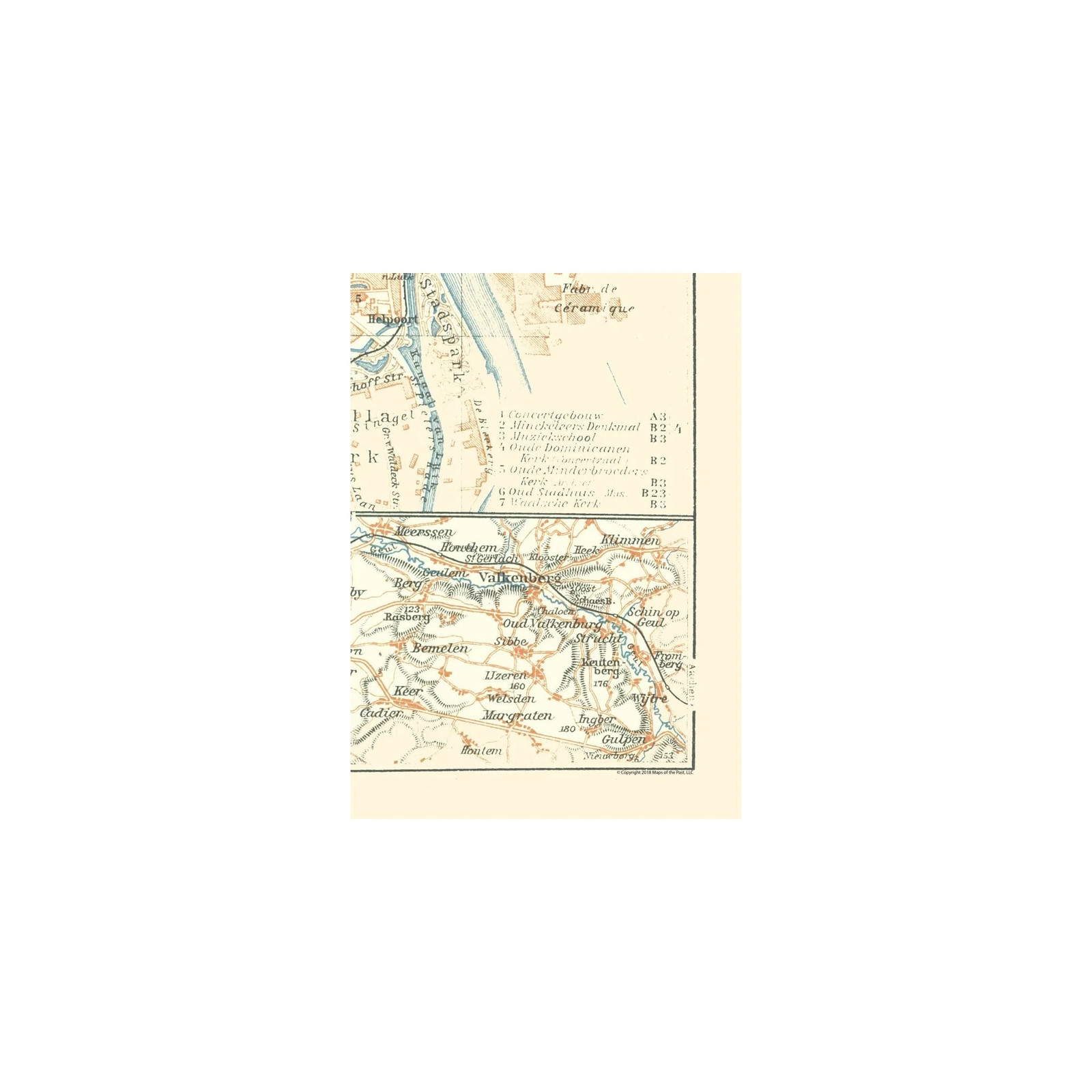 Historic Map - Maastricht Netherlands - Baedeker 1910 - Vintage Wall Art gallery