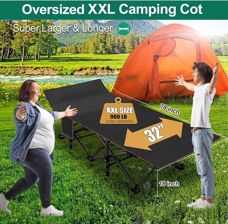 Folding Camping Bed Rollaway Guest Cots Thick Mattress Carry Bag Hold Up 600 LBS gallery