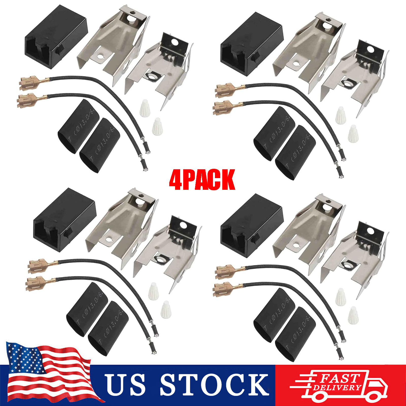 4 Pack 330031 Range Burner Receptacle Kit for Whirlpool Kenmore Range Stove gallery