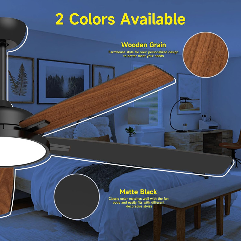 Smart 62" Ceiling Fan with Lights, Remote & App Control, Alexa Compatible gallery