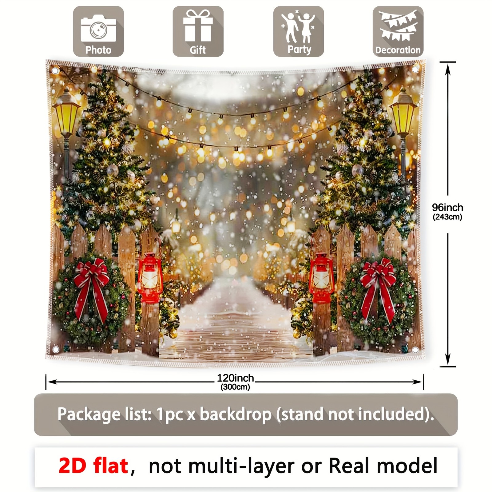 2D Flat, Not Multi-layer or Real Model, 1pc, 7x5ft8x6ft10x8ft, Winter Christmas gallery