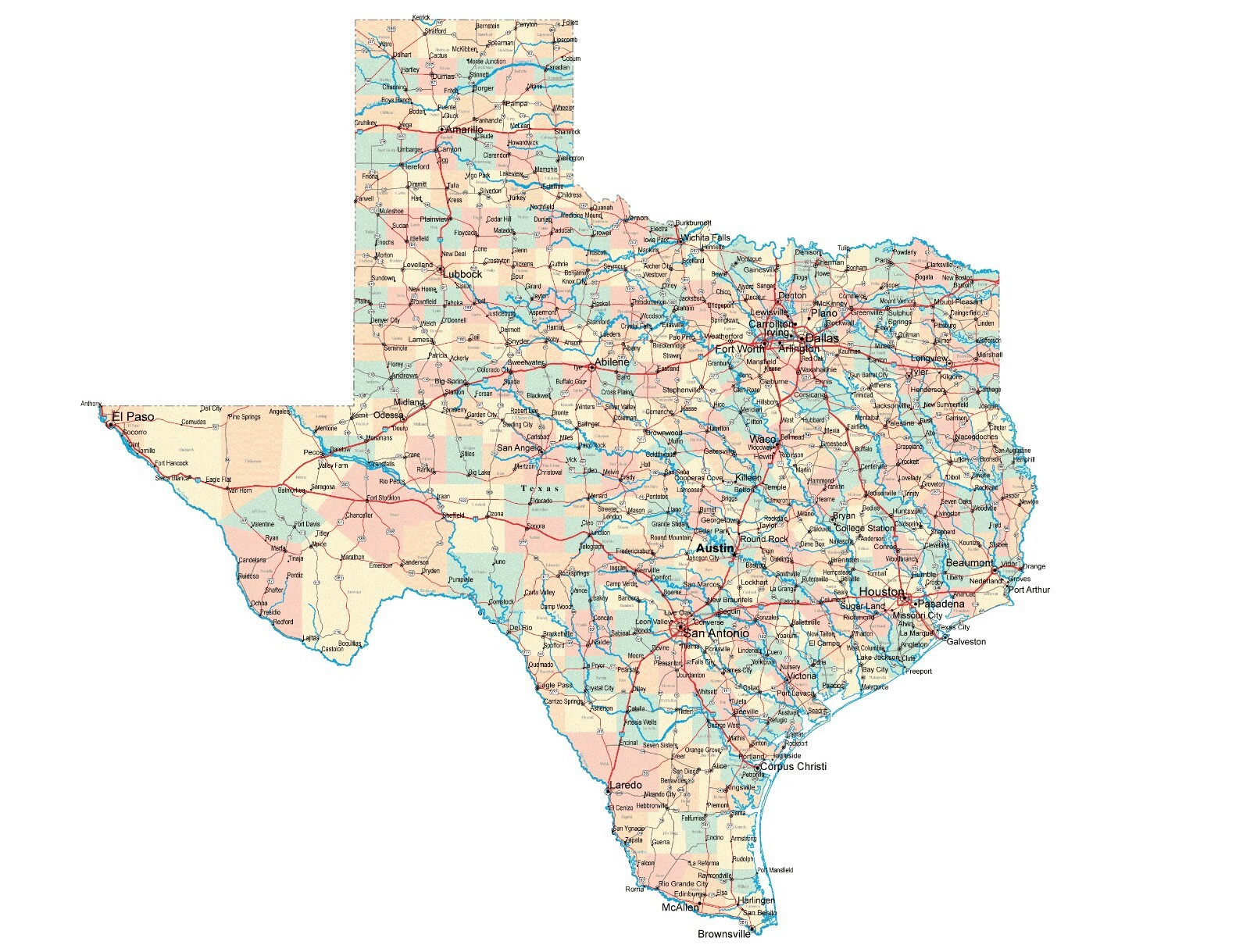 TEXAS STATE ROAD MAP GLOSSY POSTER PICTURE PHOTO city county Austin tx 2479 gallery