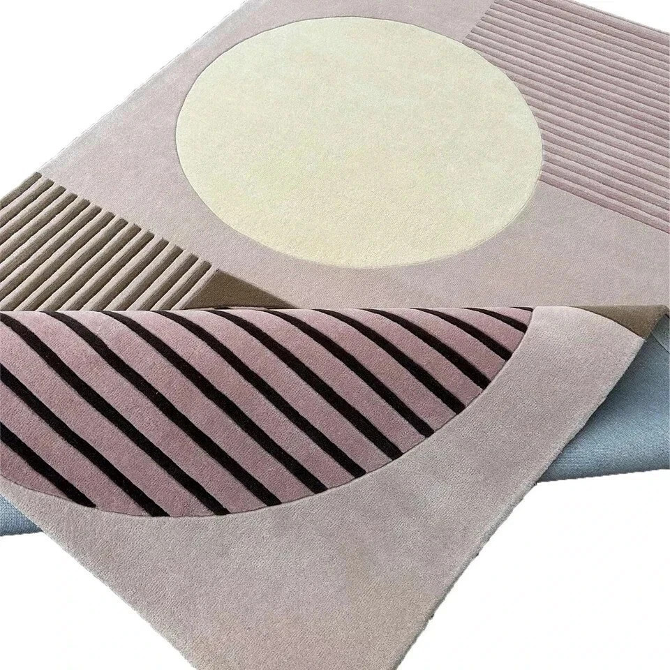 Hand-Tufted Wool Multicolor Rug - Geomatric Design, Handmade Area Rug Carpet. gallery