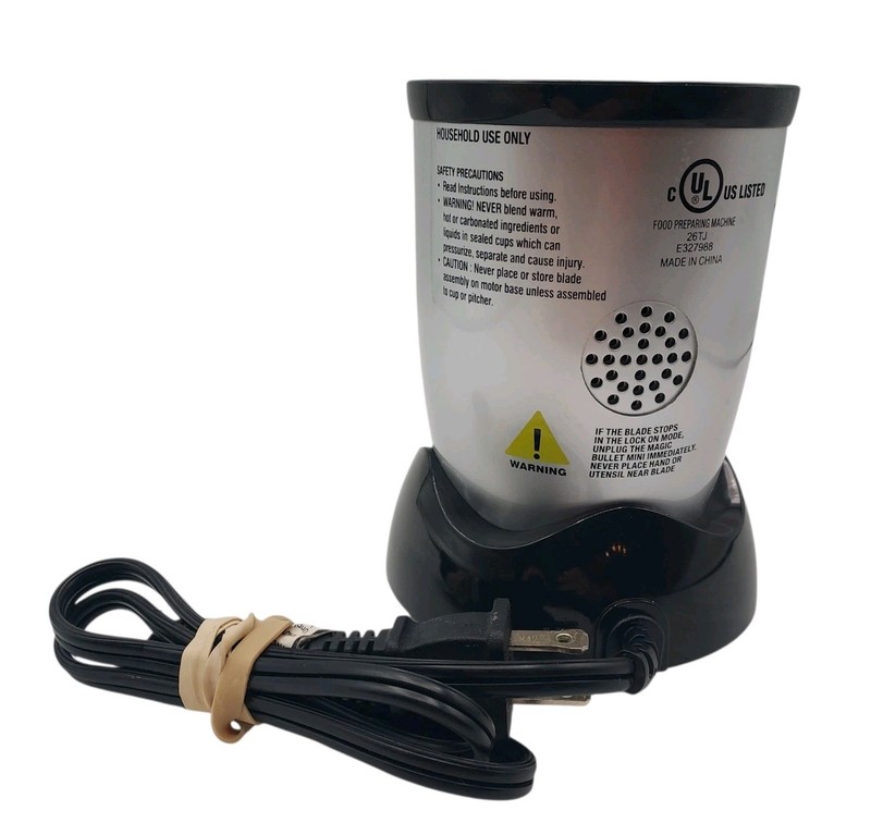 Magic Bullet Mini Blender Motor Base MTB‑101B 200W Silver Black + Blade Tested gallery