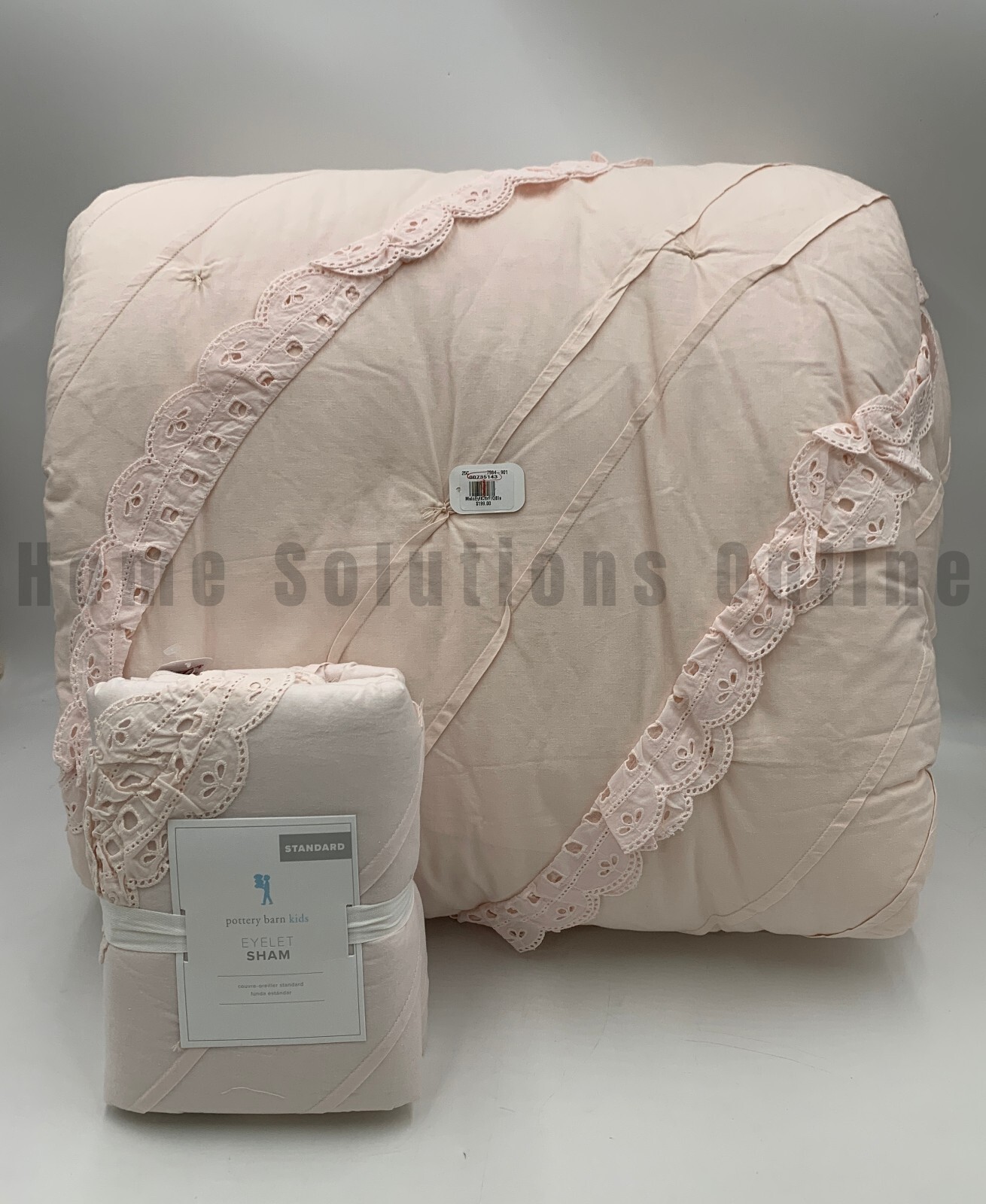 Pottery Barn Kids Eyelet Full Queen Comforter 1 Standard Sham Blush #9792 gallery