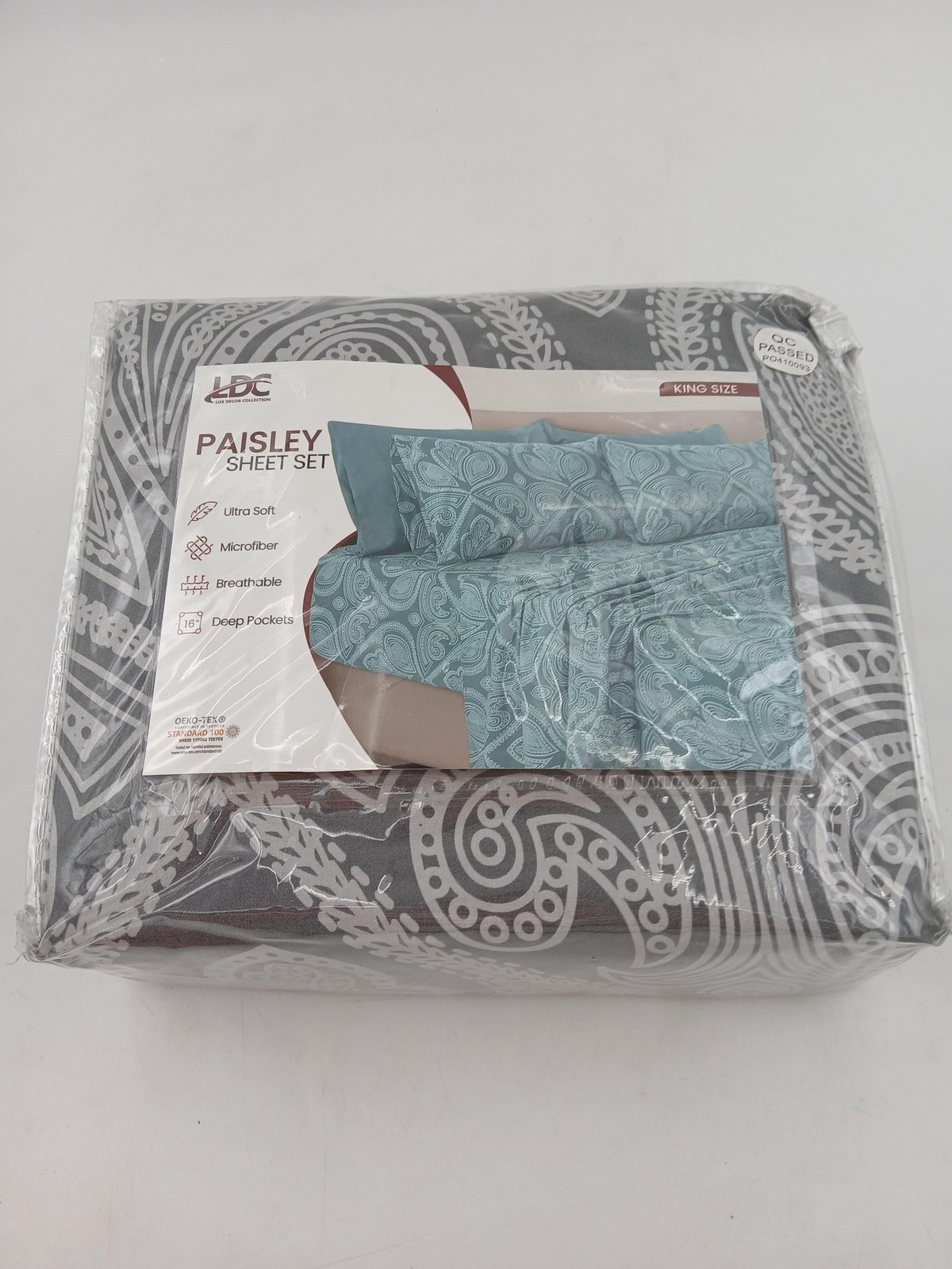 LDC Lux Decor Collection Paisley Sheet Set King Size Microfiber Deep Pocket New gallery