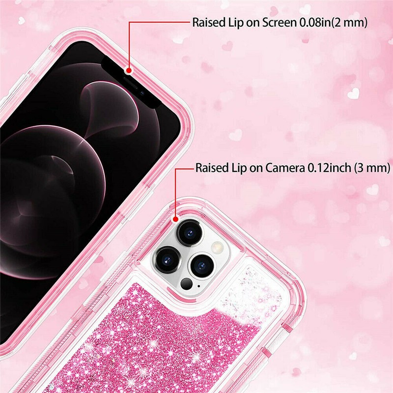 For iPhone 16 Pro Max 15 14 Shockproof Liquid Glitter Defender Case Bling Cover gallery