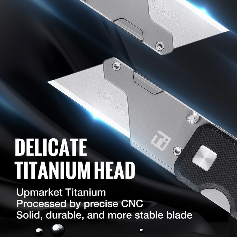 Premium TitaniumUtility Knife CNC Unibody G-10Handle Folding Box Cutter10 Blades gallery