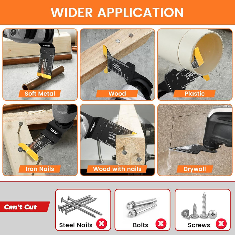 Titanium Oscillating Tool Blade Set, 5PCS Multi-Tool Blades for Wood & Metal gallery