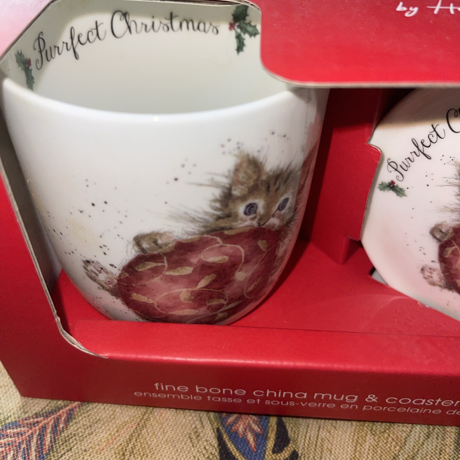 Royal Worcester Wrendale Designs Gentle Cat Hannah Dale 2 PC Coaster & Mug Set gallery