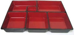 Plastic Bento Box Lacquered 6 Compartment 11.75×9.5 inch Made in Japan 1594