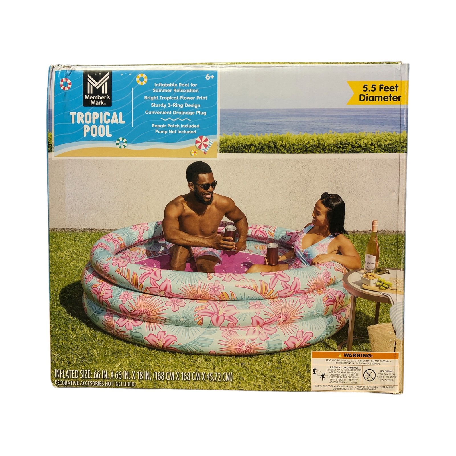 Member's Mark Inflatable Tropical Pool, 5.5 Feet Diameter, Tropical Floral Print gallery