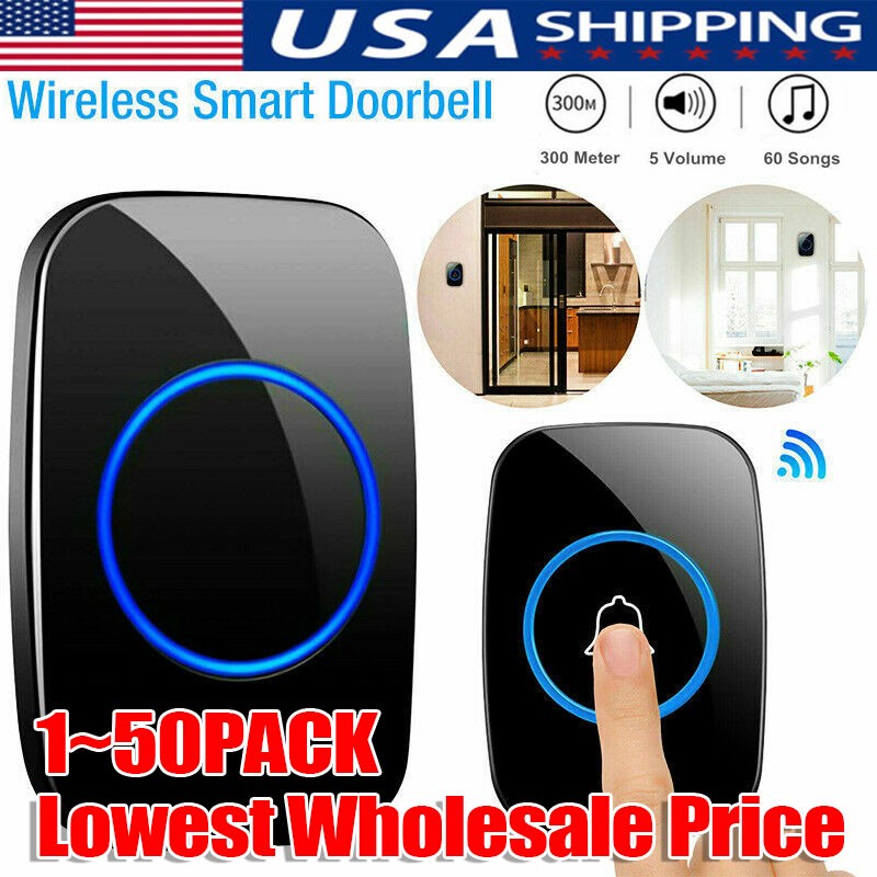 Wireless Doorbell Chime Waterproof Plugin Receiver Adjustable Volume 1000FT Kit gallery