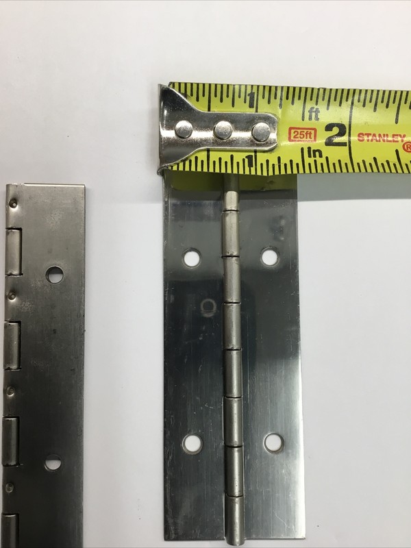 Stainless Steel Continuous Hinge 2 piece Lot with holes 4" long X 1 1/2" wide gallery