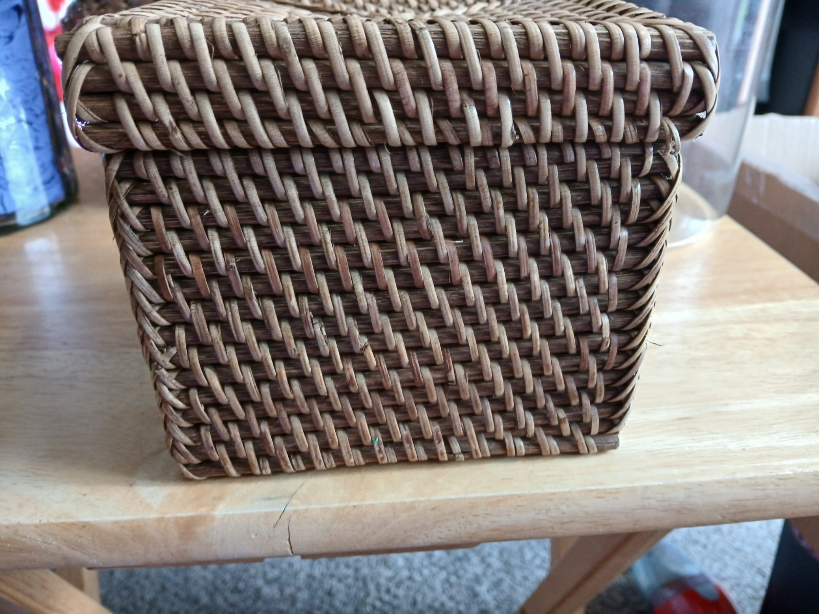 Rattan Box Storage Baskets with Lid Handwoven Round Woven gallery