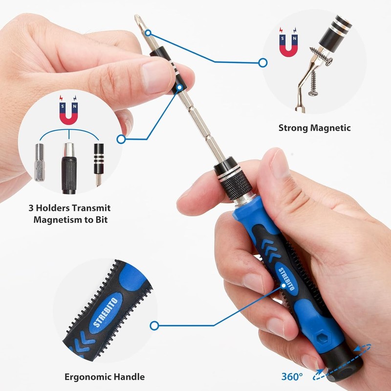 STREBITO 142 Piece Precision Screwdriver Set Magnetic Repair Kit 120 Bits for iP gallery