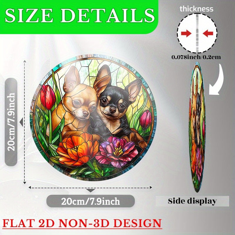 Vibrant Two Chihuahuas Acrylic Suncatcher Pet Lover Home Hanging Decoration Gift gallery