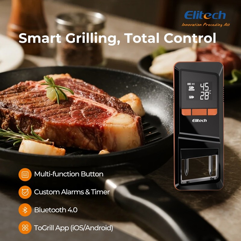 Bluetooth 4 Probe Meat Thermometer Wireless Roast BBQ Turkey Kitchen Cooking gallery
