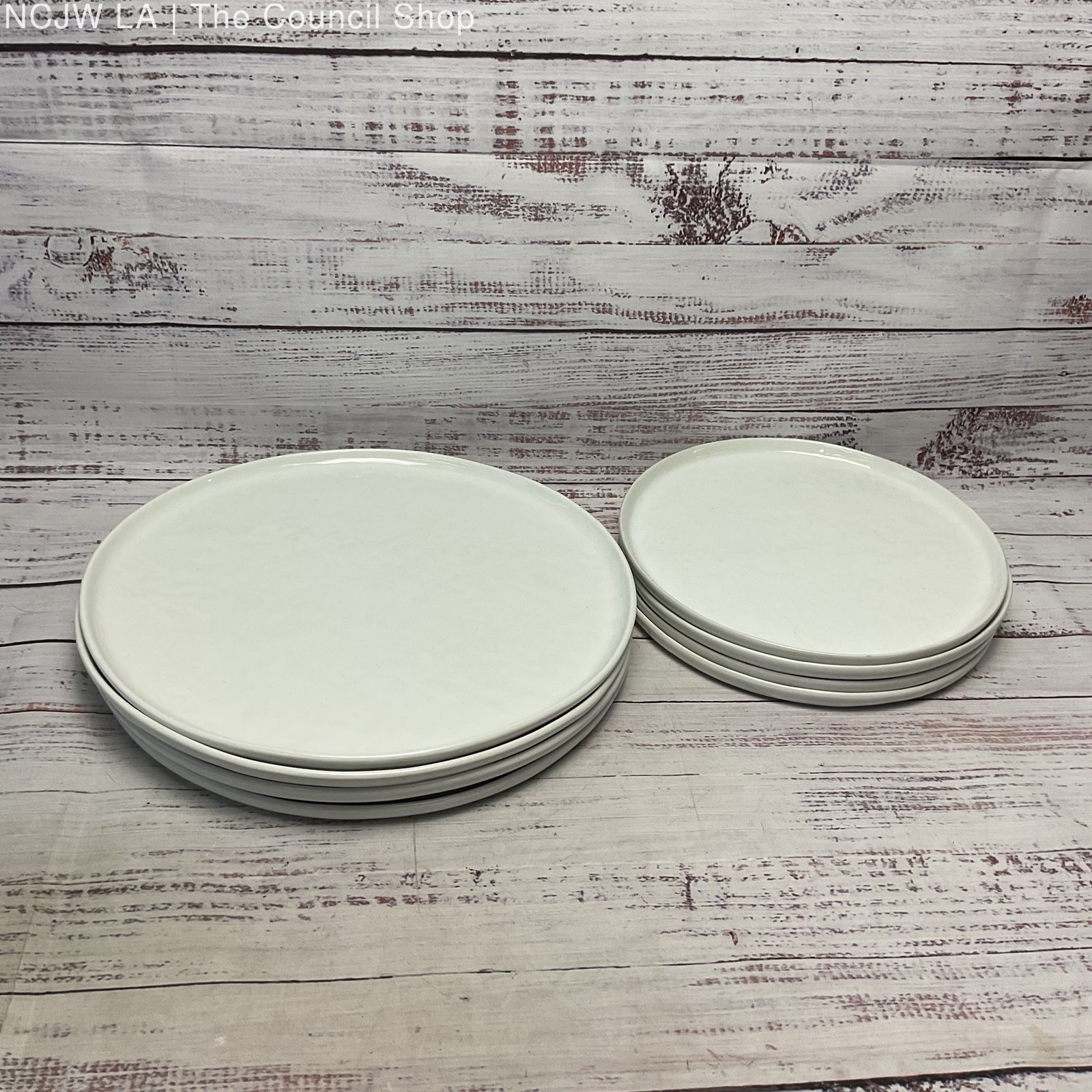 Cb2 Crate & Barrel Contact White Ceramic 11" Dinner and 8.5" Salad 8 Plates Set gallery