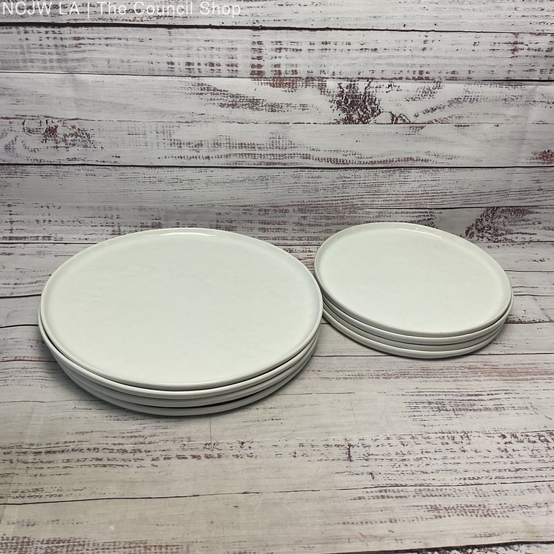 Cb2 Crate & Barrel Contact White Ceramic 11" Dinner and 8.5" Salad 8 Plates Set gallery