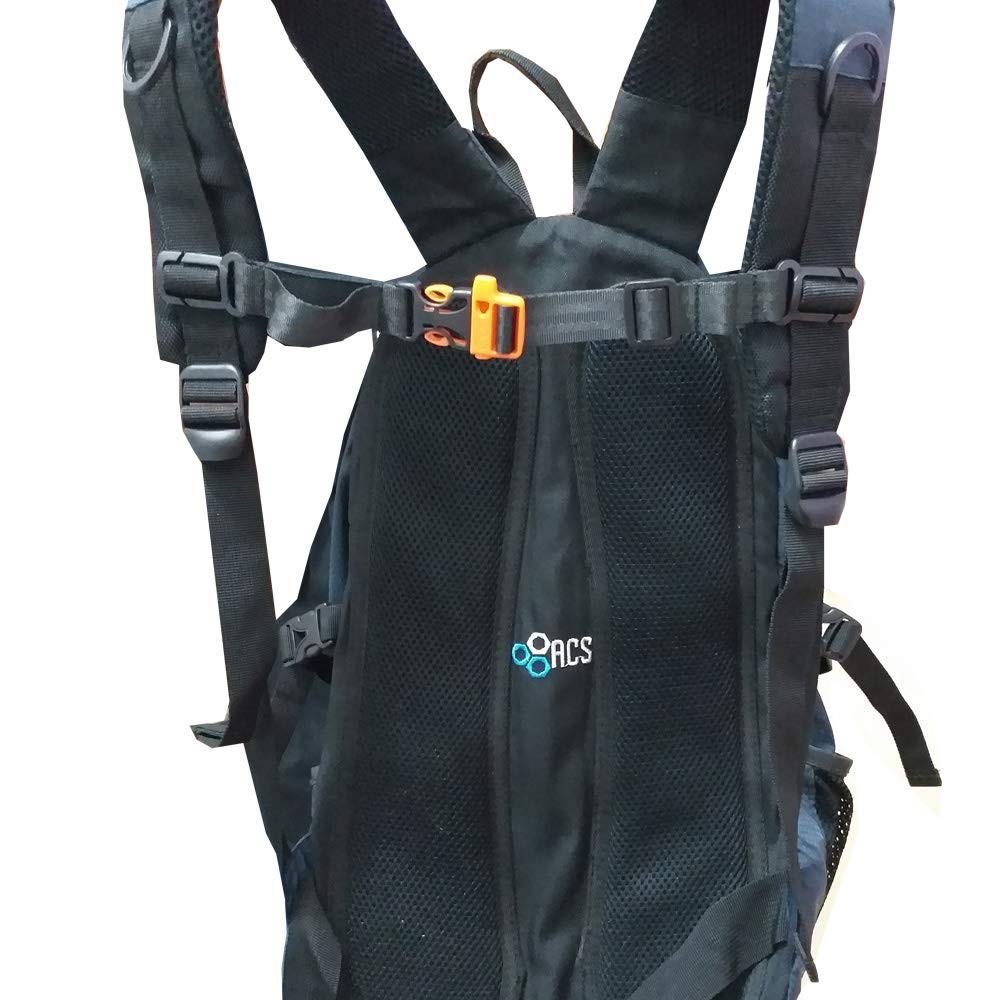 2 Pack Black Backpack Chest Strap, Nylon, Fits 1in Webbing, Adjustable Harness 4