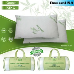 Bamboo Shredded Memory Foam Pillow Hypoallergenic Washable Cover Queen/King Size