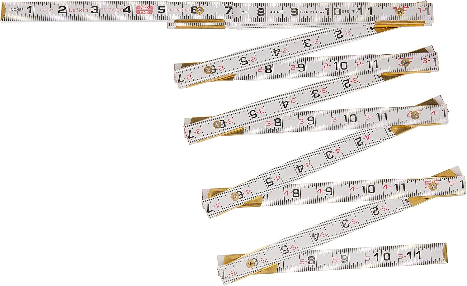 Crescent 5/8" X 6' Red End® Engineer'S Scale Wood Rule - 1066DN , White gallery