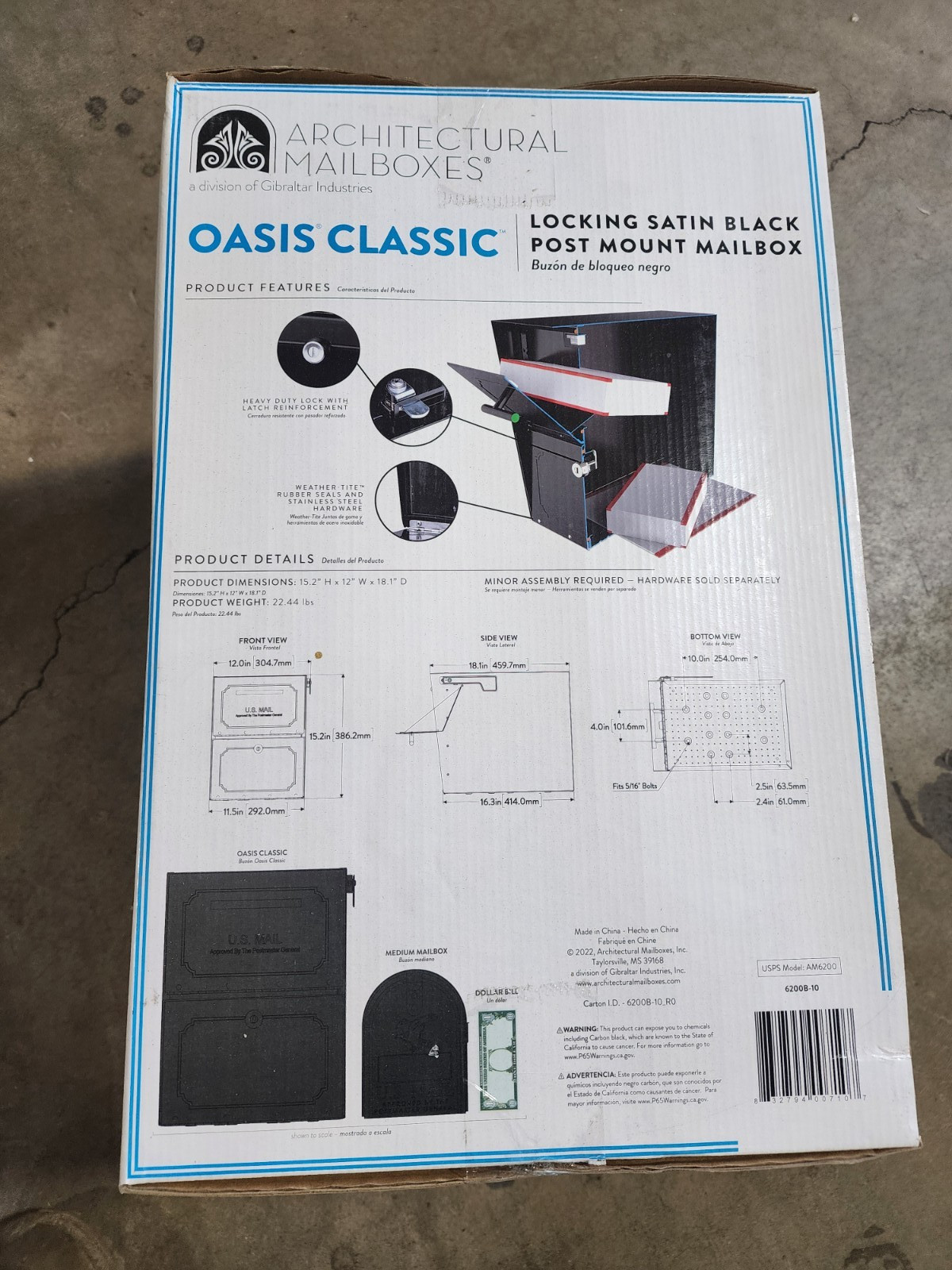 Architectural Mailboxes Oasis Classic Locking Post Mount Mailbox Satin Black gallery