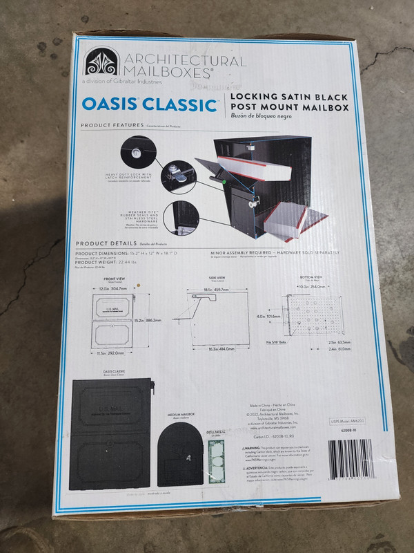 Architectural Mailboxes Oasis Classic Locking Post Mount Mailbox Satin Black gallery