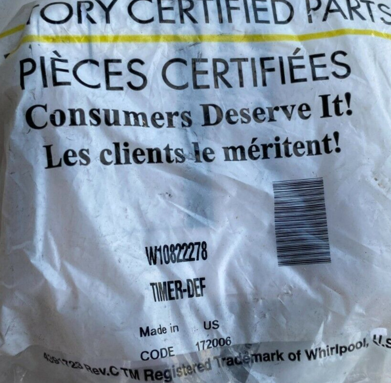 Genuine OEM Whirlpool Defrost Timer W10822278 gallery