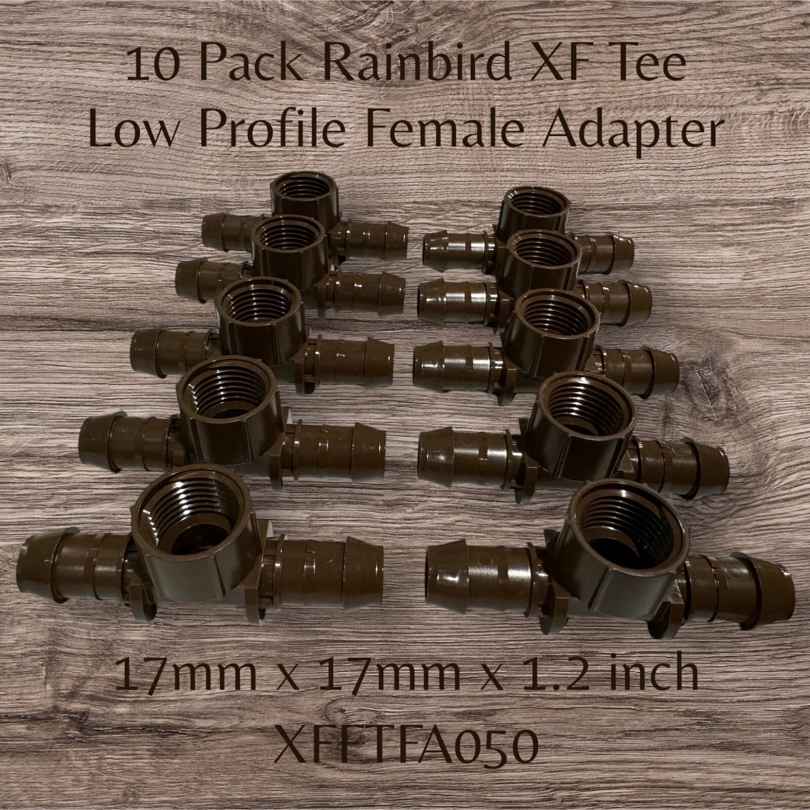 10-Pack | RainBird Low Profile XF Tee Adapter - 17mm x 17 mm x 1/2 inch FPT Drip gallery