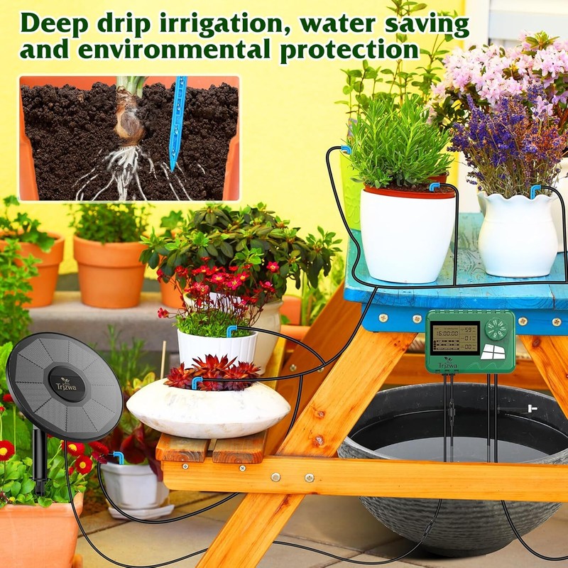 Solar Automatic Irrigation System Balcony Garden Watering with15 Potted Plants gallery