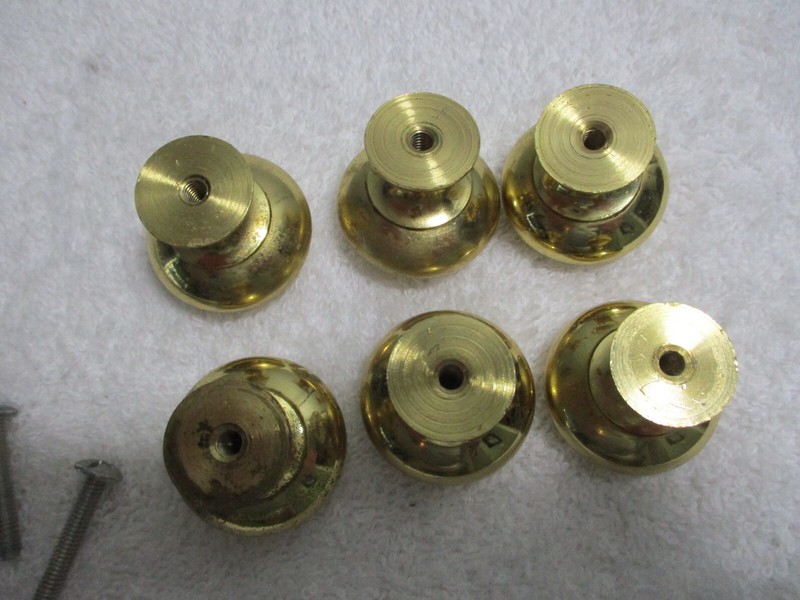Solid Brass Heavy Cabinet Drawer Knobs Pulls Gold Tone With Screws Lot of 6 gallery
