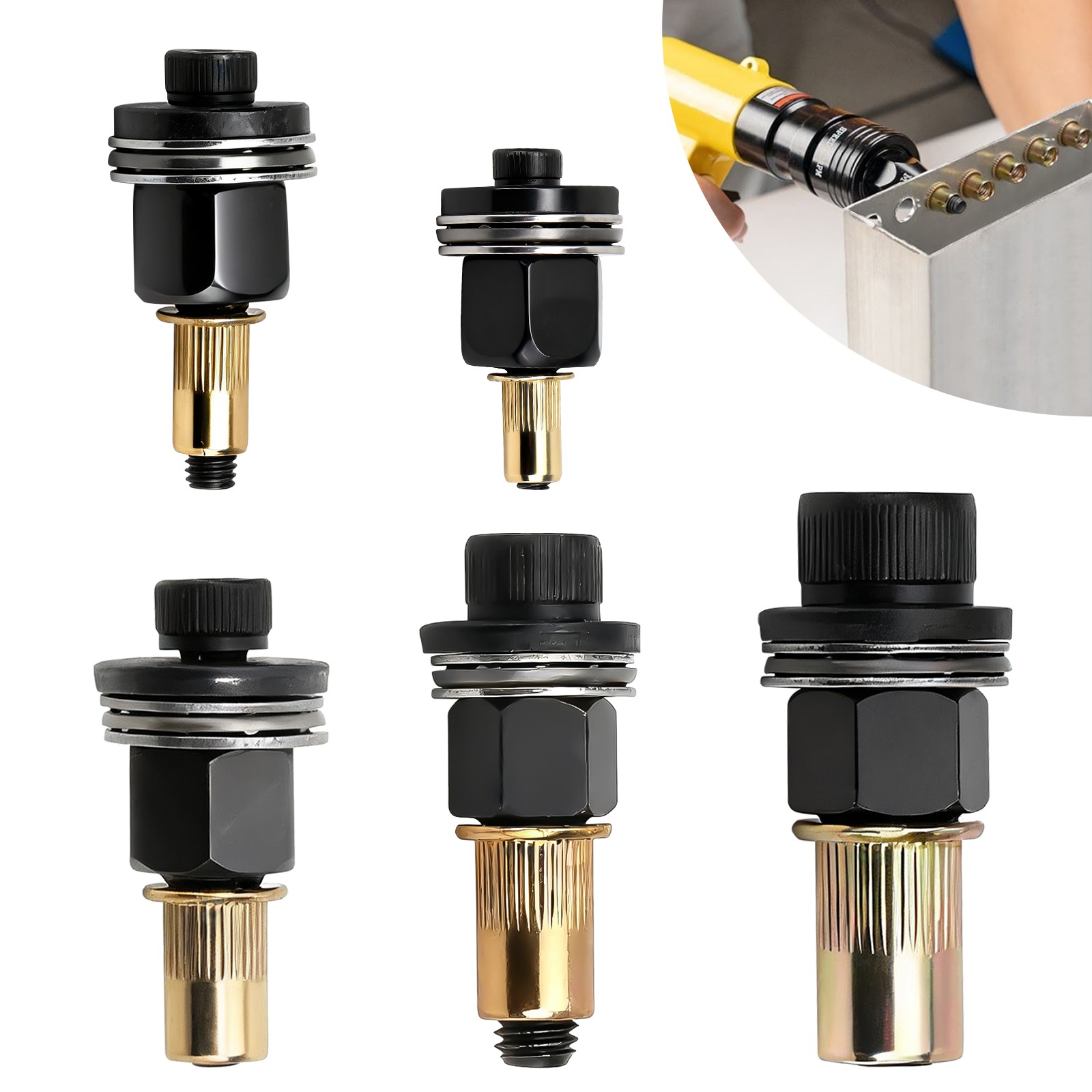 5x Manual Rivet Nut Tool Adapter Carbon Steel Flat Head Threaded Insert Nuts Set gallery