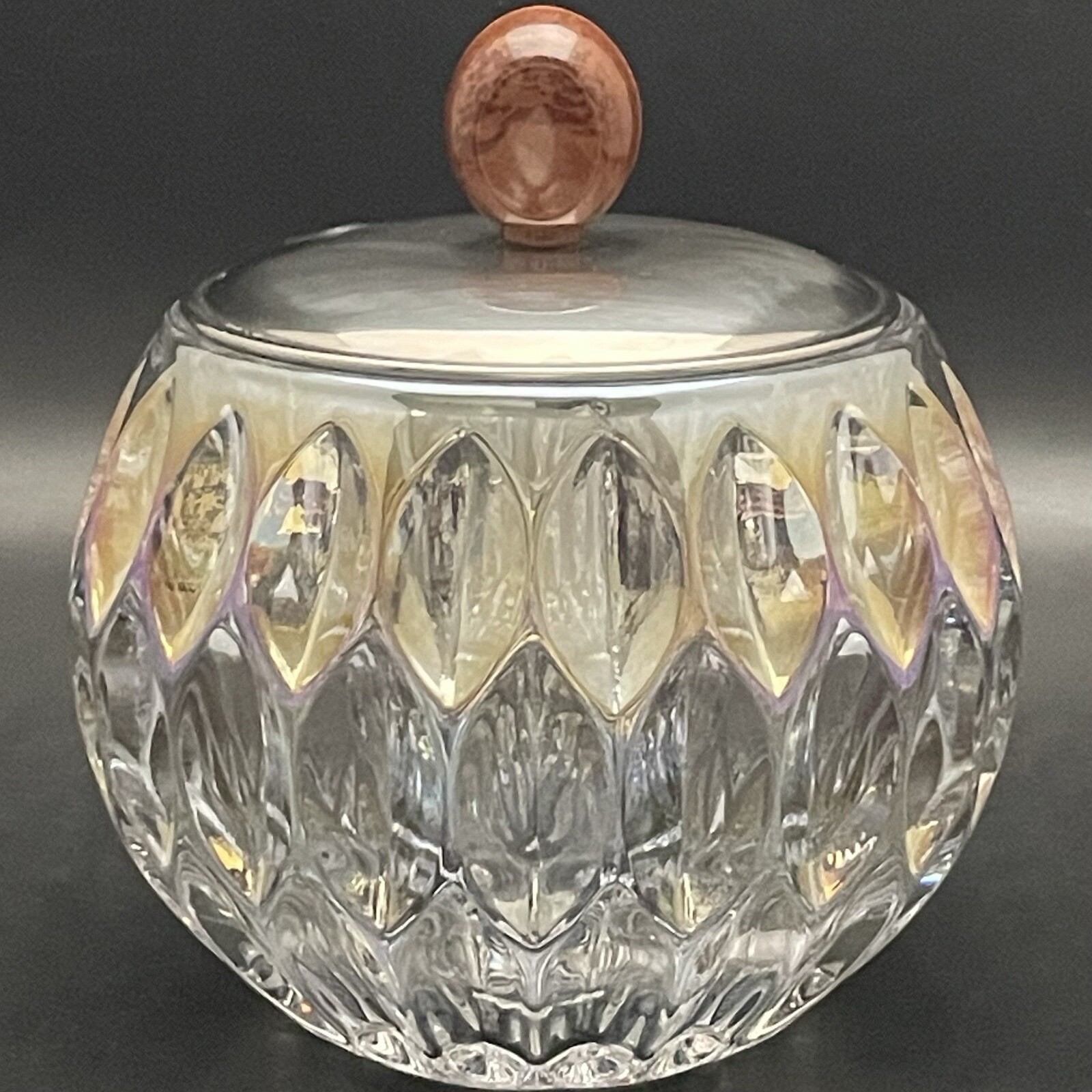 Bohemia Iridescent Lead Crystal Candy Dish/Covered Compote Czech Republic 6"tall gallery