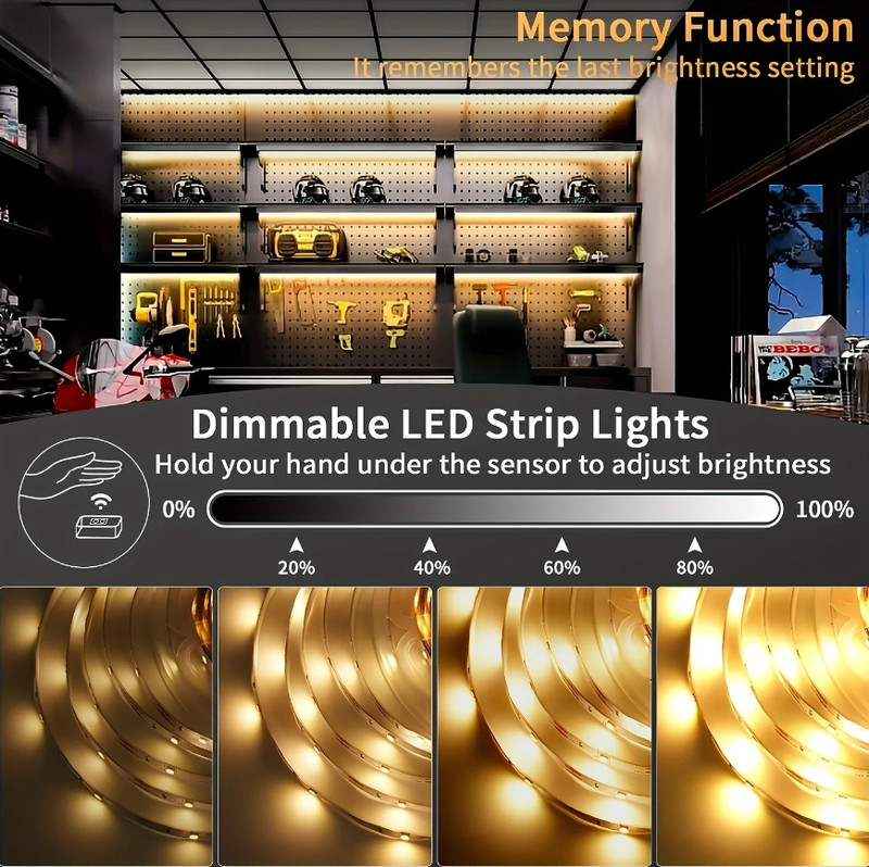 1pc LED Strip Light Hand Sweep Sensor USB Motion ON/OFF Dimmable 30LED/M - NEW gallery