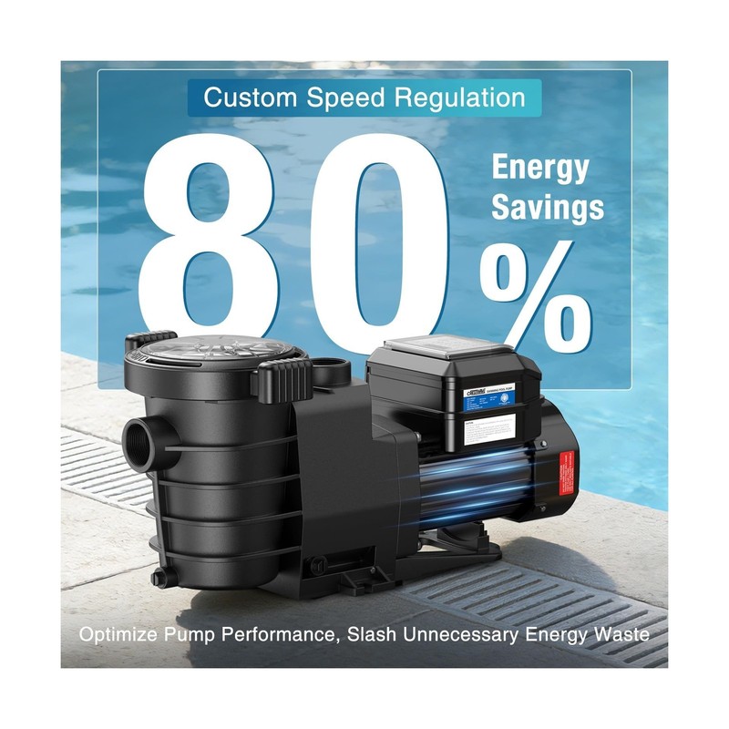 CrestWave Smart Variable Speed Pool Pump 1.5HP, Smart Life APP Control, 38 dB... gallery