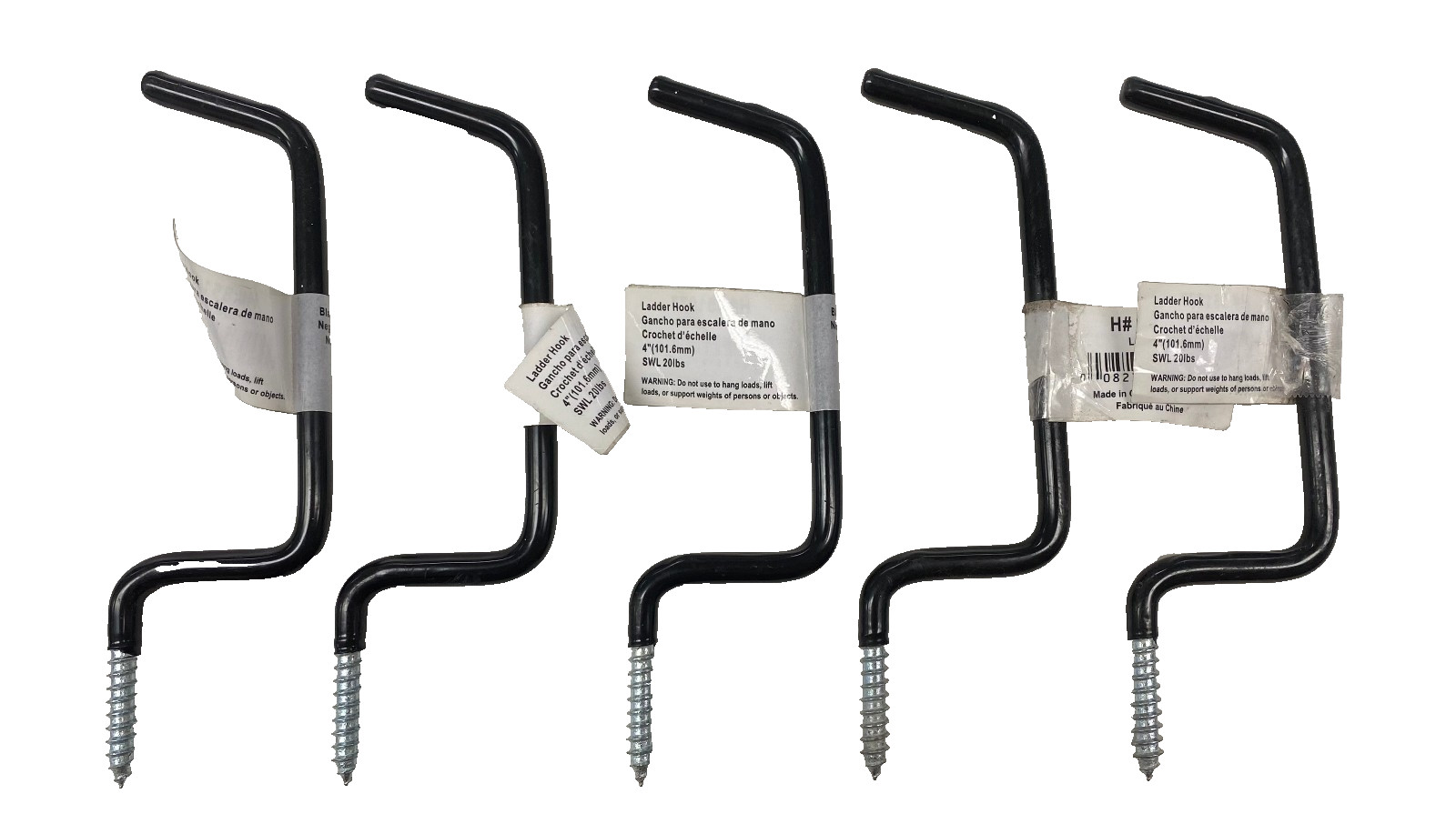 5-Pack Ladder Hooks 4", 20Lbs Black Vinyl HILLMAN 851977 Garage/Tool Storage gallery