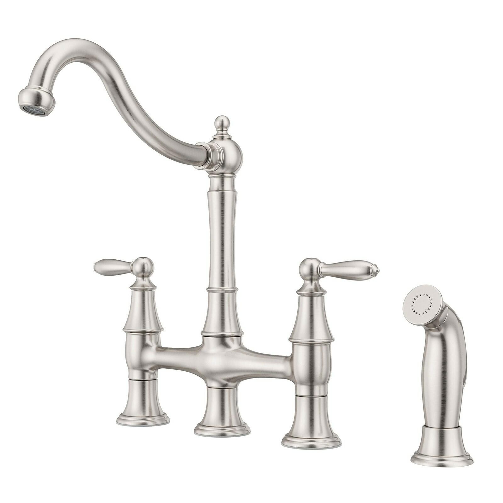 Pfister Courant Kitchen Faucet with Side Sprayer, 2-Handle, High Arc, Polished gallery
