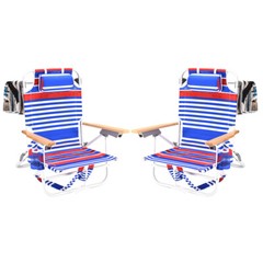 Reclining & Lay Flat Backpack Beach Chair 5 Position Chair w/ Pouch Folding