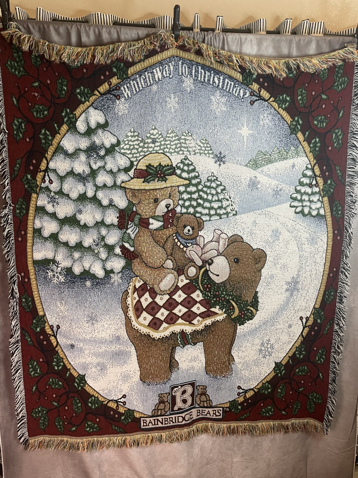 Bainbridge Bears “Which Way To Christmas”Throw Blanket 50”x59” Afghan Tapestry gallery