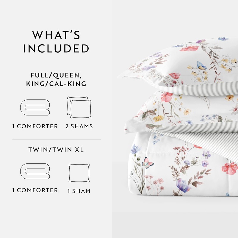 Kaycie Gray Floral Patterned Reversible Comforter Set gallery