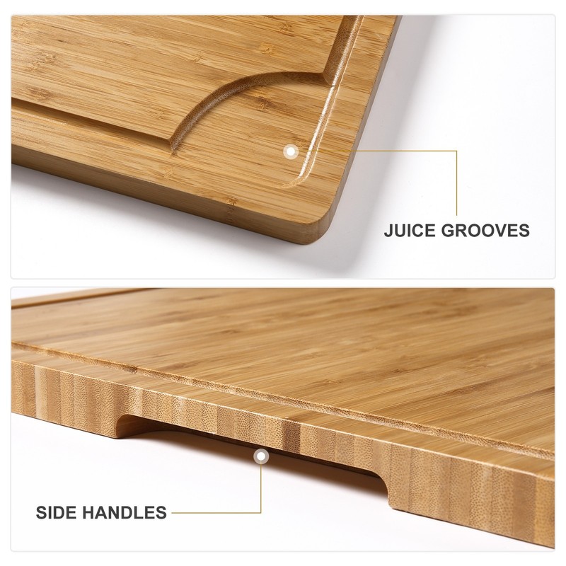 Wood Cutting Board for Kitchen Side Handle Chopping Board with Juice Grooves gallery