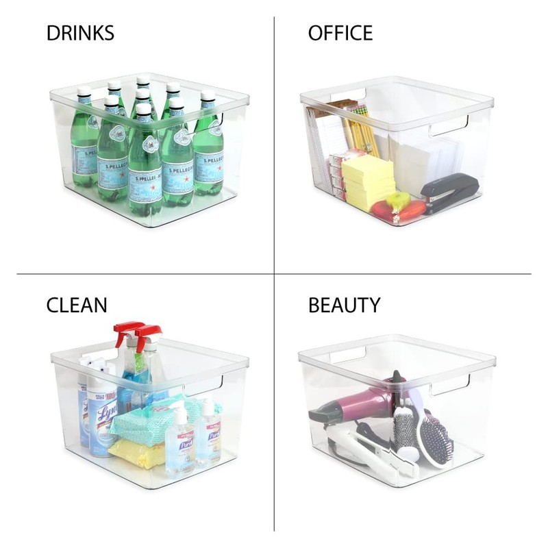 2-Pack Extra-Large Clear Storage Bins (11.5” L x 14” W x 9” H) w/Cutout Handl... gallery