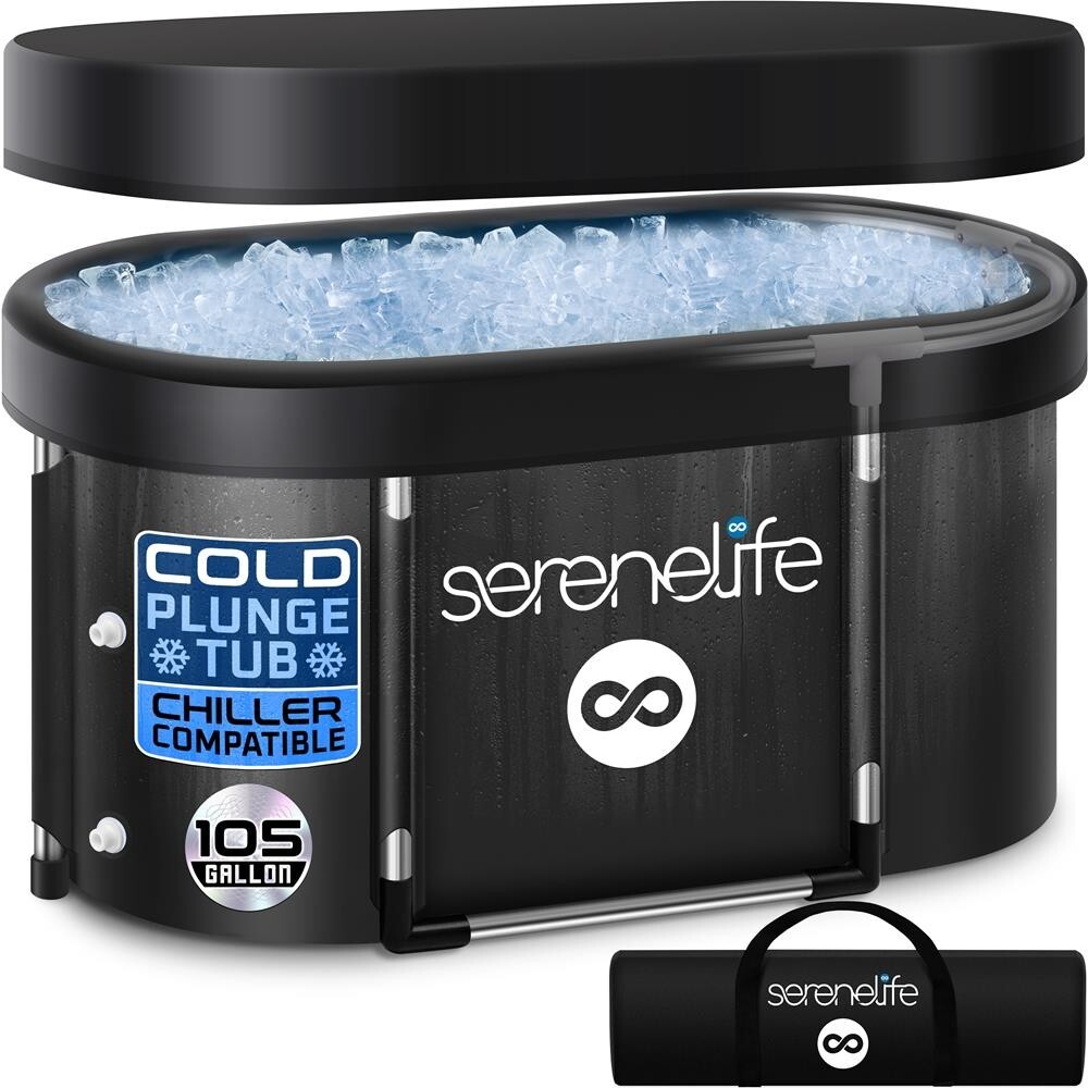 SereneLife 105 Gal. Inflatable Insulated Freestanding Cold Plunge Tub (Black) gallery