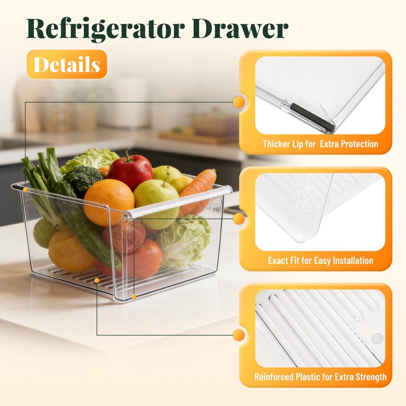 Refrigerator Clear Crisper Drawer Polystyrene For Whirlpool WP2188656 PS890591 gallery